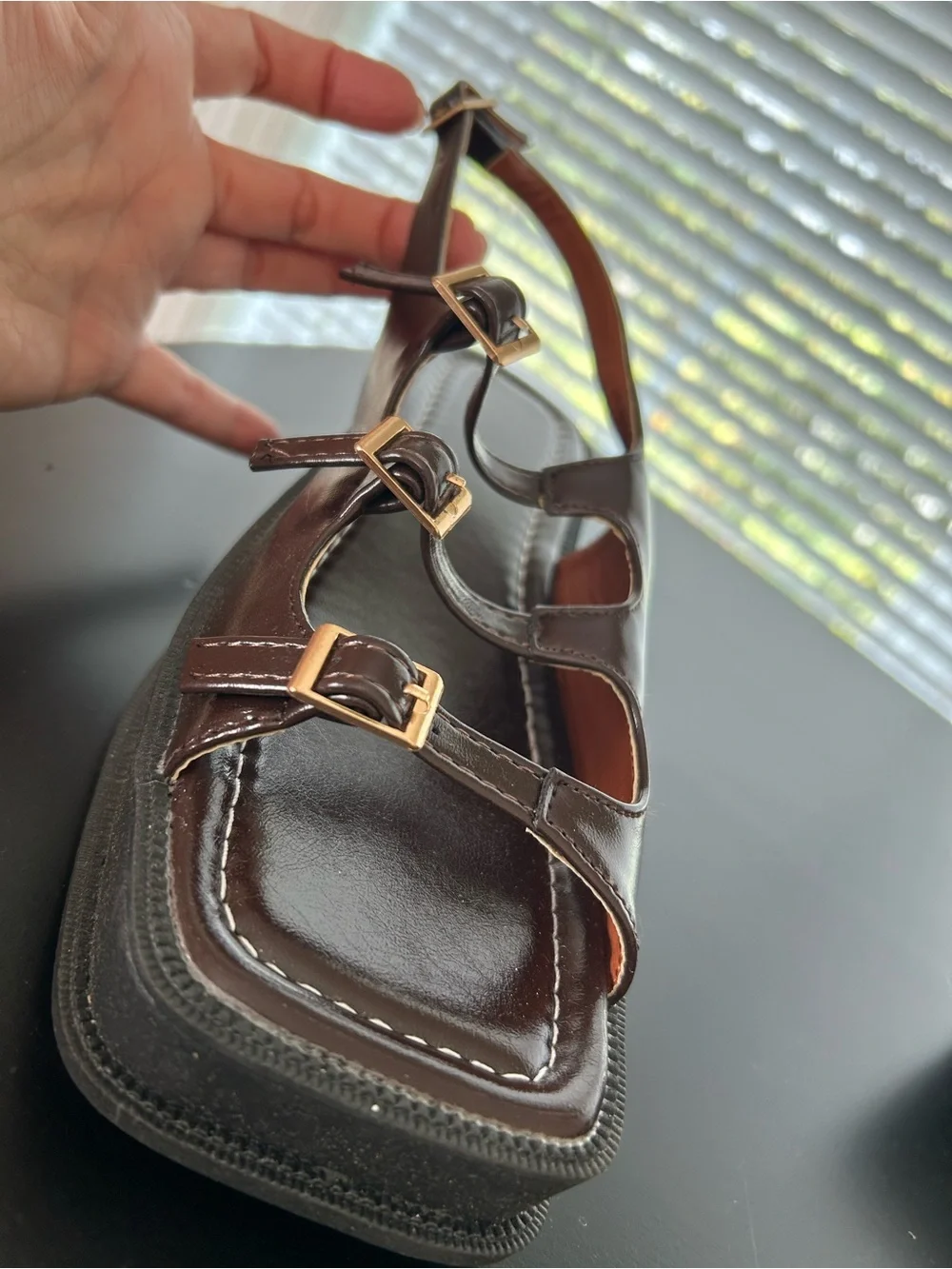 Chunky Brown Platform Slingback Sandals for Women